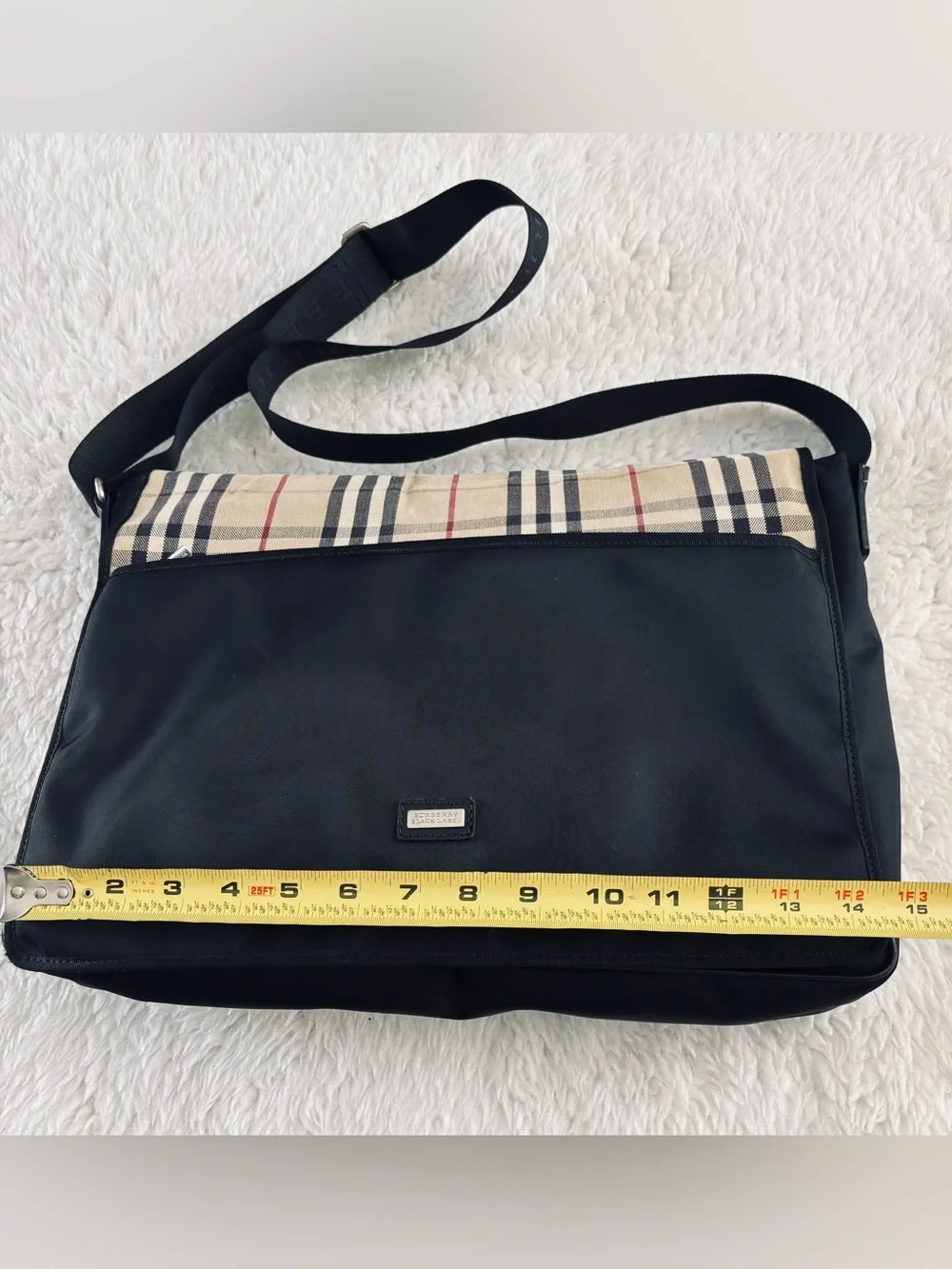Burberry Black Label Nova Check Canvas Black Nylon Crossbody/Messenger Large Bag